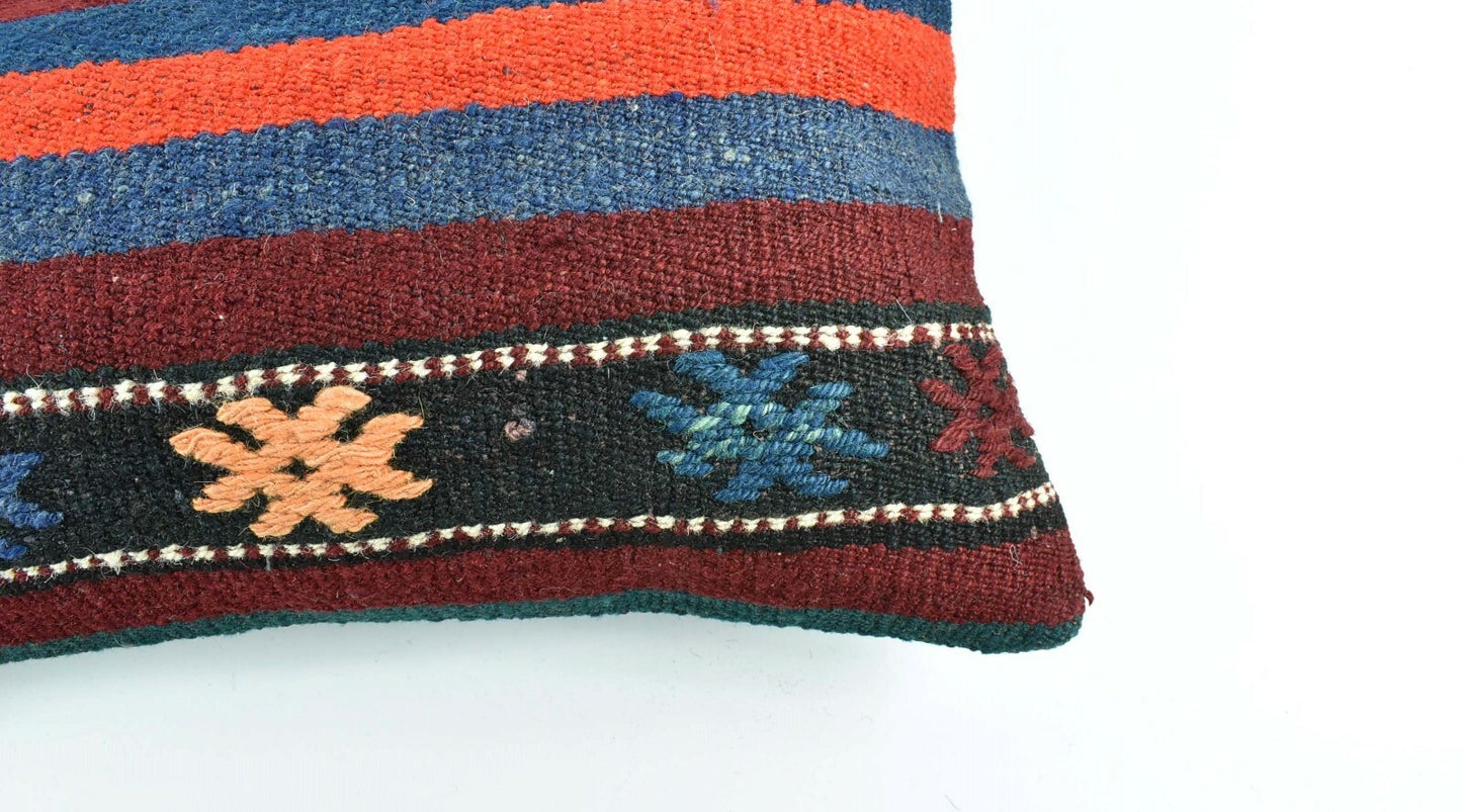 Kilim Lumbar Pillow Cover 10x20 Decorative Sofa Couch Handmade Cushion A1776