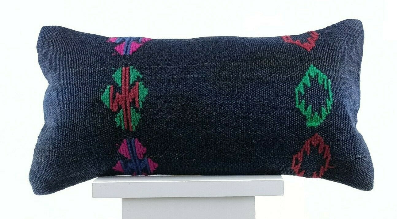 8"x16" Kilim Pillow Cover Turkish Handmade Home Decorative Neck Lumbar E720