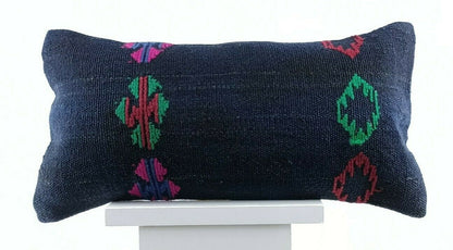 8"x16" Kilim Pillow Cover Turkish Handmade Home Decorative Neck Lumbar E720