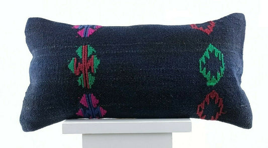8"x16" Kilim Pillow Cover Turkish Handmade Home Decorative Neck Lumbar E720