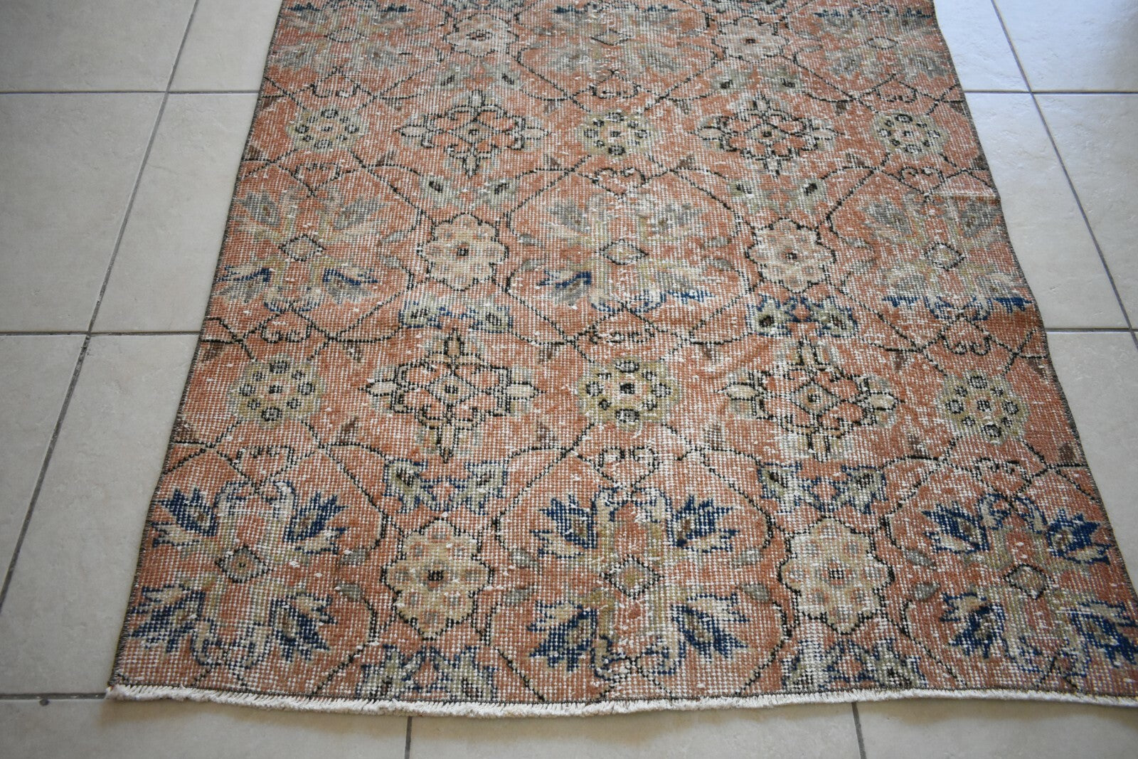 Vintage Oushak Rug 6.5x3.3 ft Turkish Floor Rug Faded Area Rug Oriental Rug U05