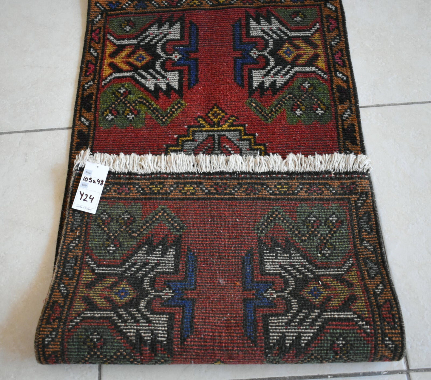  Oushak Runner 3.4x1.5 ft Vintage Turkish Runner Floor Runner Faded Runner Y24