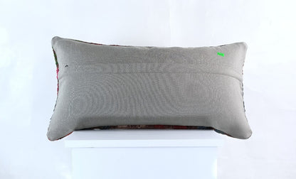 Handmade Turkish Kilim Pillow Cover 12x24 Ethnic Boho Sofa Lumbar Cushion E1015