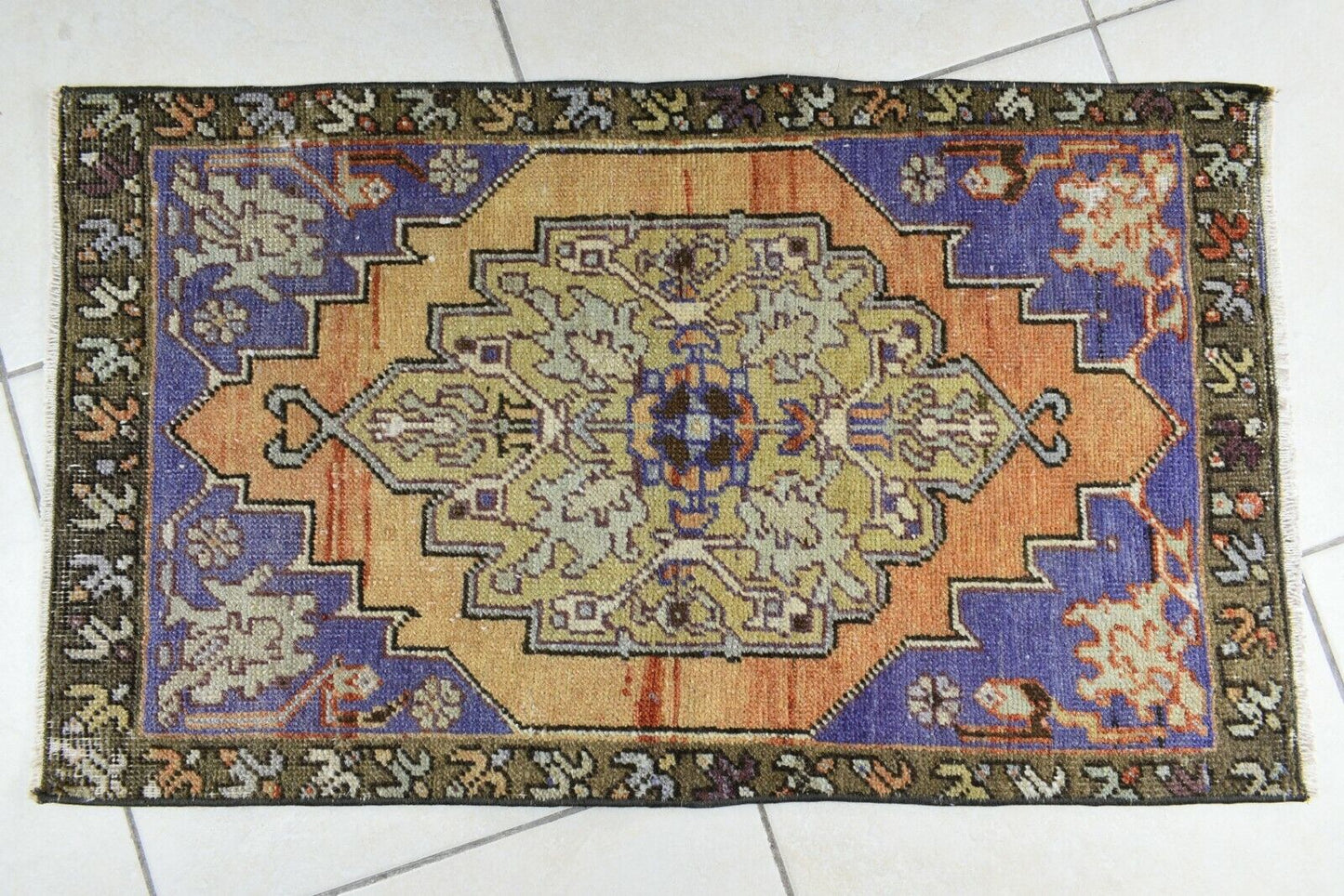 Anatolian Runner 2.9x1.7 ft Vintage Turkish Runner Oushak Runner Rug Y45