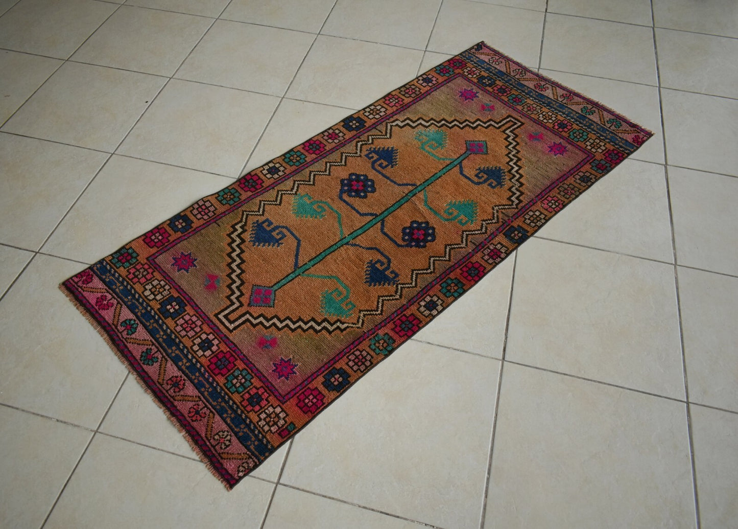 Long Turkish Runner 5.6x2.4 ft Vintage Runner Hallway Runner Handwoven Rug R33