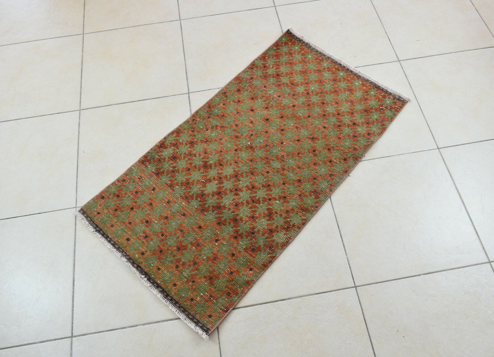 Small Turkish Runner 3.6x1.9 ft Vintage Runner Hallway Runner Handwoven Rug R36