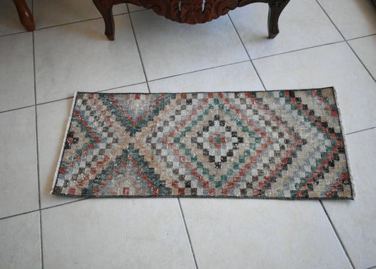 Oushak Runner 3.1x1.3 ft Vintage Turkish Rug Small Runner Anatolian Rug Y06