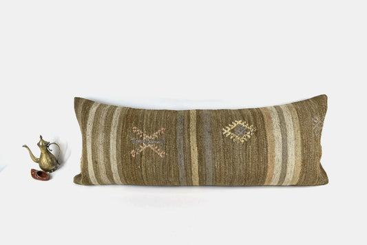 16x42 Kilim Pillow Cover Handmade Extra Large Turkish Lumbar Throw Pillow A2100