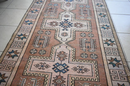 Faded Oushak Rug 9x4.2 ft Anatolian Rug Turkish Carpet Boho Floor Rug U07