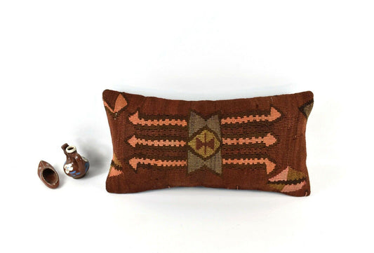 Kilim Lumbar Pillow Cover 10x20 Decorative Handmade Sofa Couch Cushion A2728