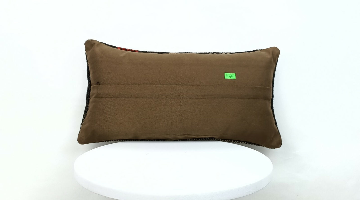 Turkish Kilim Pillow Cover 8"x16" Handmade Oushak Rug Tribal Lumbar Cushion E380