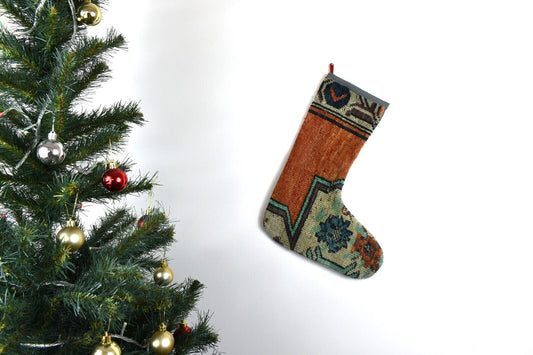 Kilim Christmas Stocking Vintage Rug Stocking Ethnic Decorative Xmas Socks S583