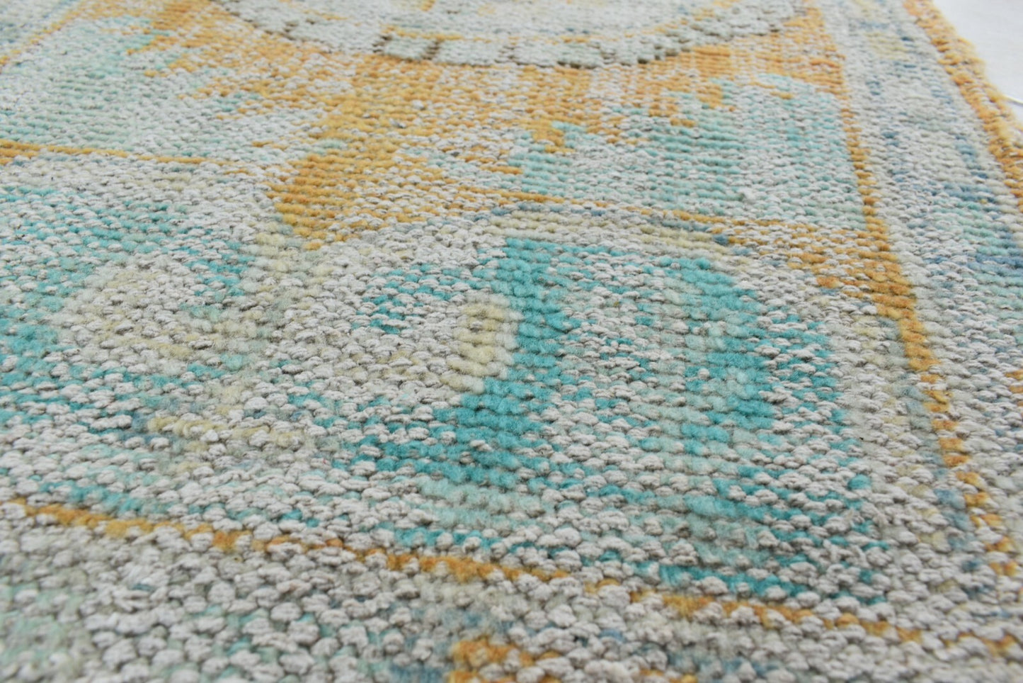 Turkish Runner 3.5x1.9 ft Vintage Small Rug Oushak Runner Anatolian Mini Rug Y75