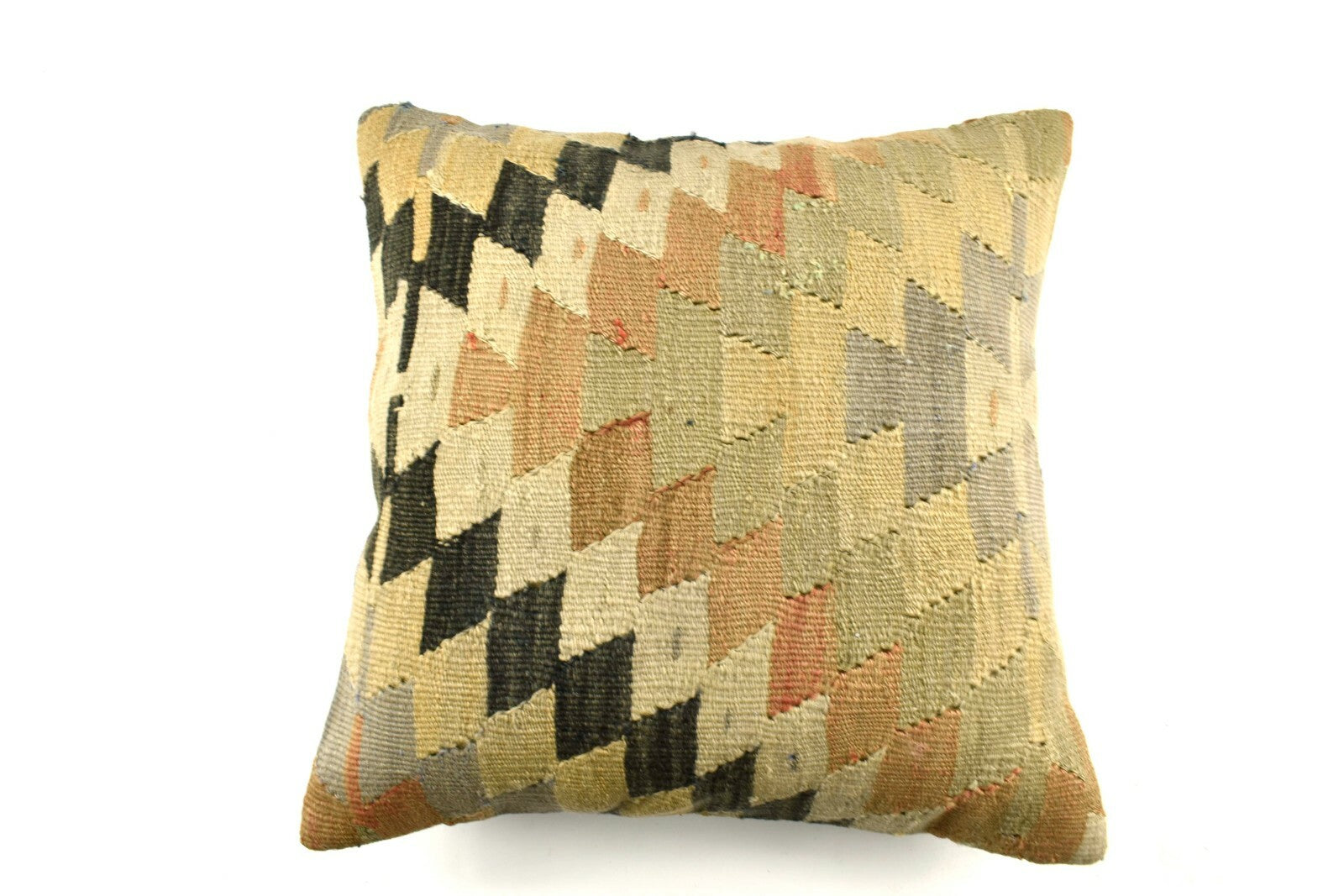 18x18 Kilim Pillow Cover Handknotten Vintage Pillow Oushak Kilim Pillow  A2849