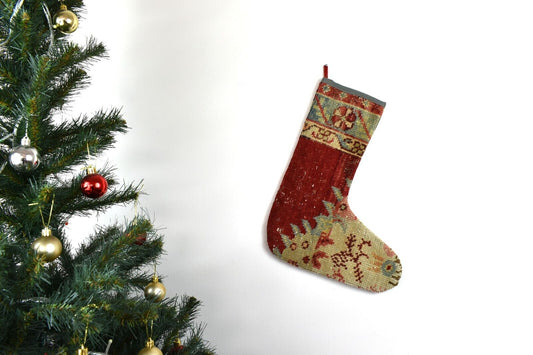 Kilim Christmas Stocking Vintage Rug Stocking Ethnic Decorative Xmas Socks S653