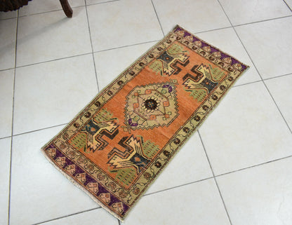 Turkish Runner 3.3x1.6 ft Mini Anatolian Rug Vintage Runner Turkish Runner Y111