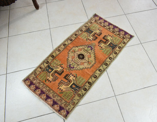 Turkish Runner 3.3x1.6 ft Mini Anatolian Rug Vintage Runner Turkish Runner Y111