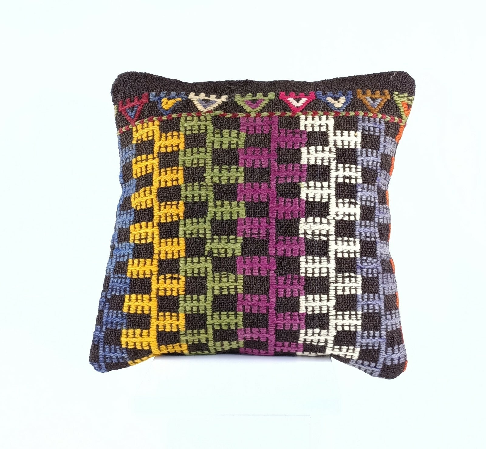 Turkish Handmade Kilim Pillow Cover 16x16 Home Decorative Wool Throw Lumbar A627