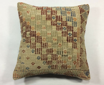 16x16 Kilim Pillow Cover Turkish Handmade Vintage Patterned Lumbar Cushion  A16