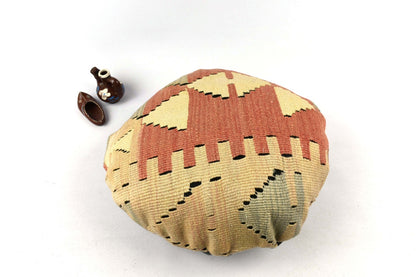Kilim Round Pillow Cover 18" in Tribal Vintage Turkish Carpet Round Cushion 4939