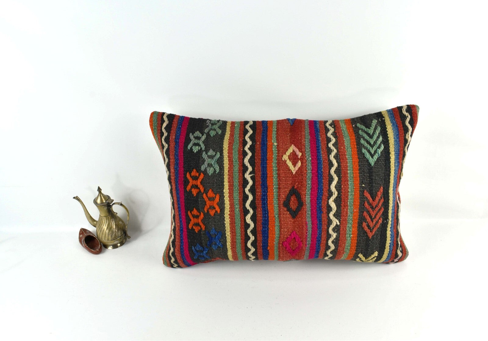 Kilim Pillow Cover 16x24 Tribal Vintage Turkish Carpet Lumbar Pillow Cover 3434