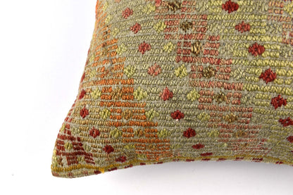 18"x18" Kilim Pillow Cover  Handmade Turkish Vintage Cushion Tribal Lumbar 4627