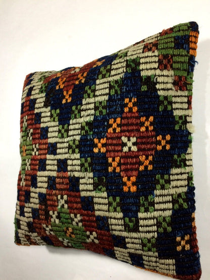 14"x14" Kilim Pillow Cover Handmade Turkish Tribal Ethnic Boho Rug Cushion 501