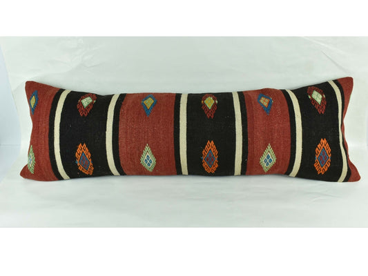 Extra Large Kilim Pillow Cover 16x48 Handmade Ethnic Boho Oriental Lumbar 3251