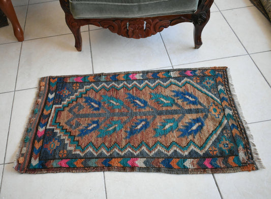 Turkish Runner 3.3x1.8 ft Runner Vintage Oushak Runner Small Faded Runner Y15