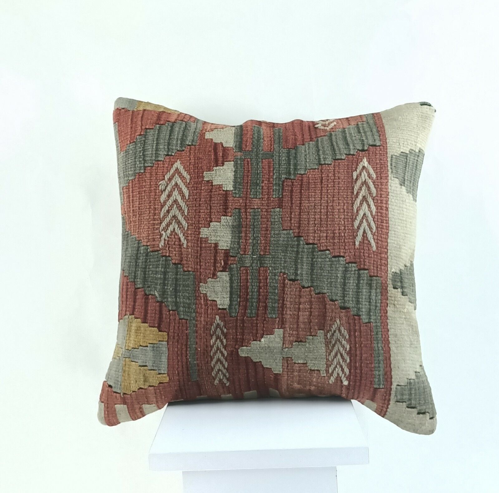 Kilim Pillow Cover 16x16 Oriental Traditional Handmade Boho Lumbar Cushion  A865