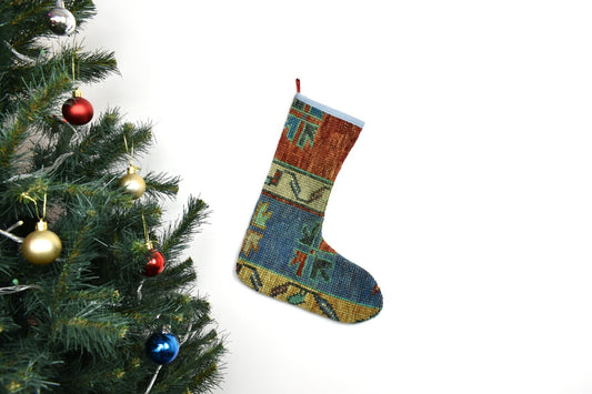 Kilim Christmas Stocking Vintage Rug Stocking Ethnic Decorative Xmas Socks S984
