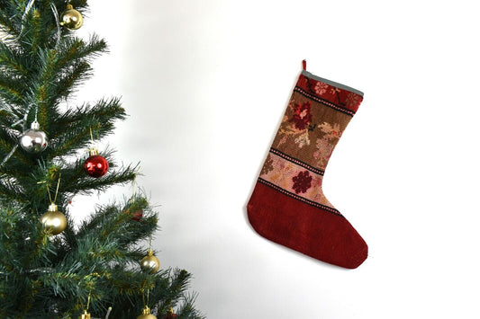 Kilim Christmas Stocking Vintage Rug Stocking Ethnic Decorative Xmas Socks S656