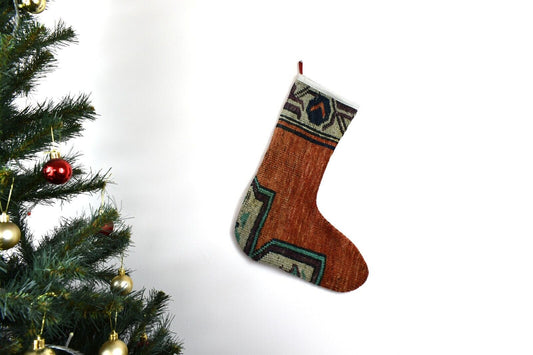 Kilim Christmas Stocking Vintage Rug Stocking Ethnic Decorative Xmas Socks S632