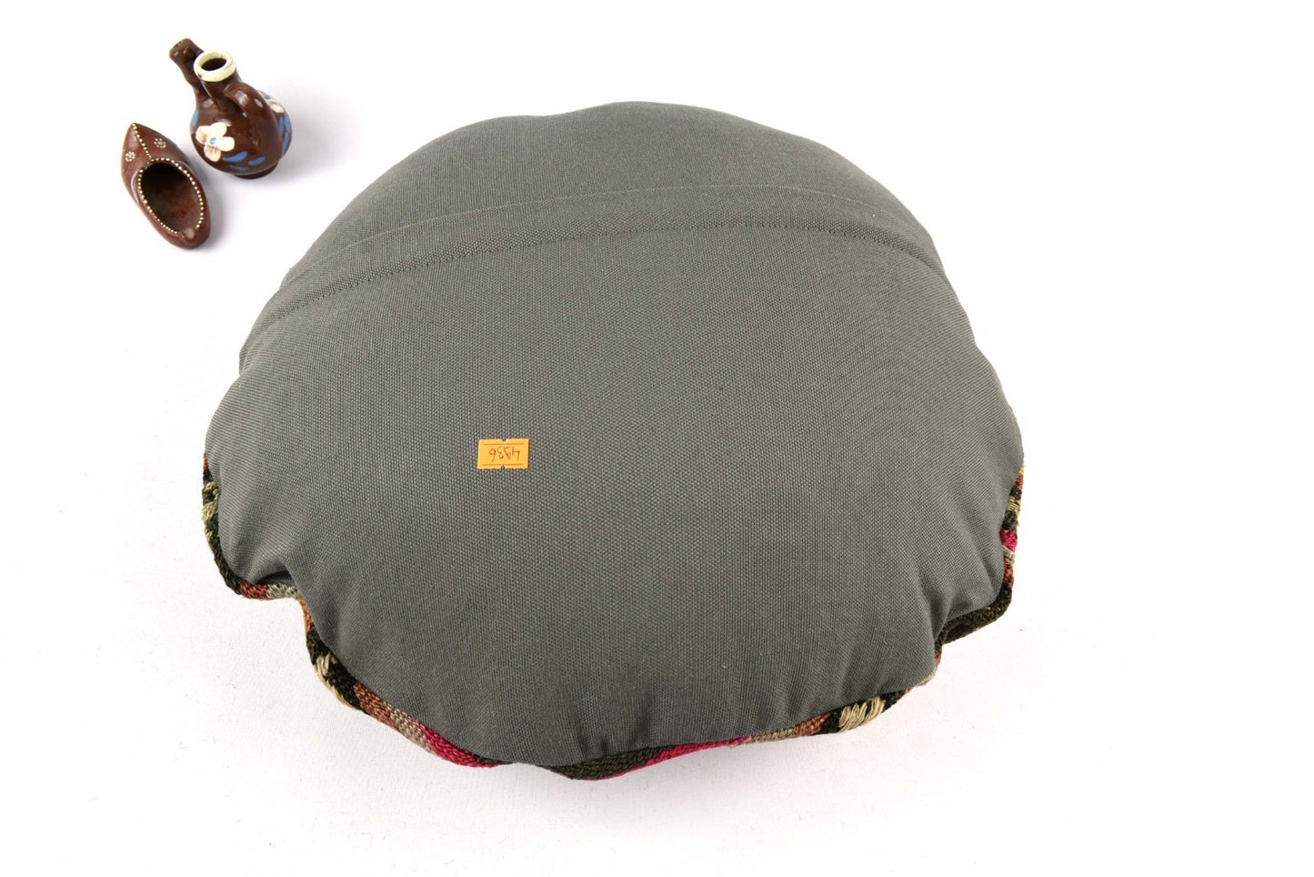 Kilim Round Pillow Cover 18" in Tribal Vintage Turkish Carpet Round Cushion 4936