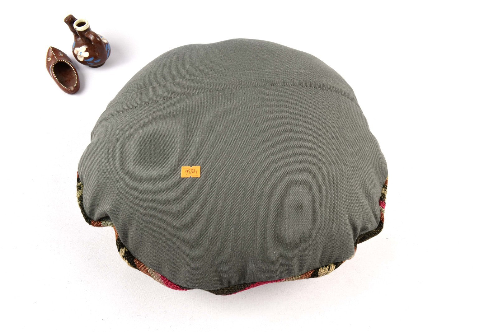 Kilim Round Pillow Cover 18" in Tribal Vintage Turkish Carpet Round Cushion 4936