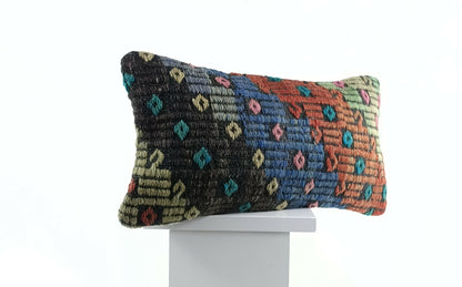 Oushak Pillow Cover 8x16 Handmade Turkish Oriental Kilim Decorative Lumbar E748