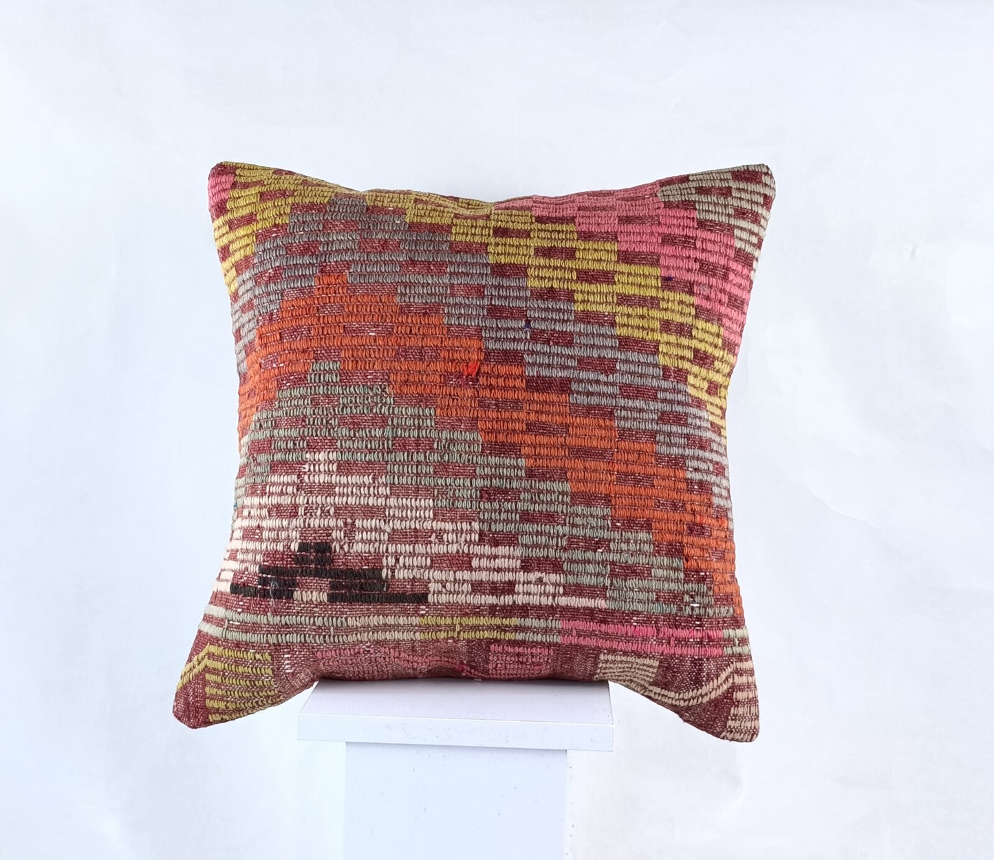 18"x18" Kilim Pillow Cover  Handmade Turkish Vintage Cushion Tribal Lumbar 1852