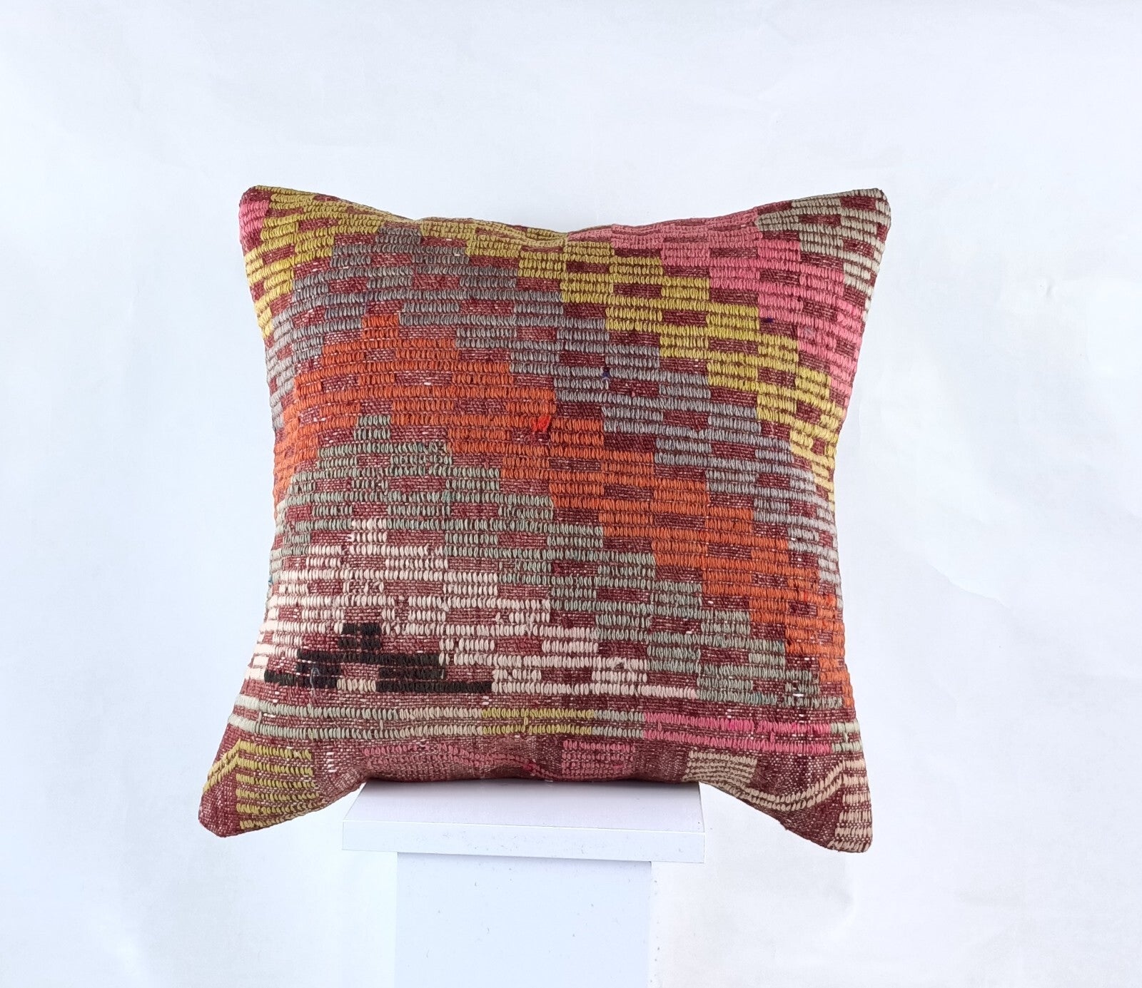 18"x18" Kilim Pillow Cover  Handmade Turkish Vintage Cushion Tribal Lumbar 1852