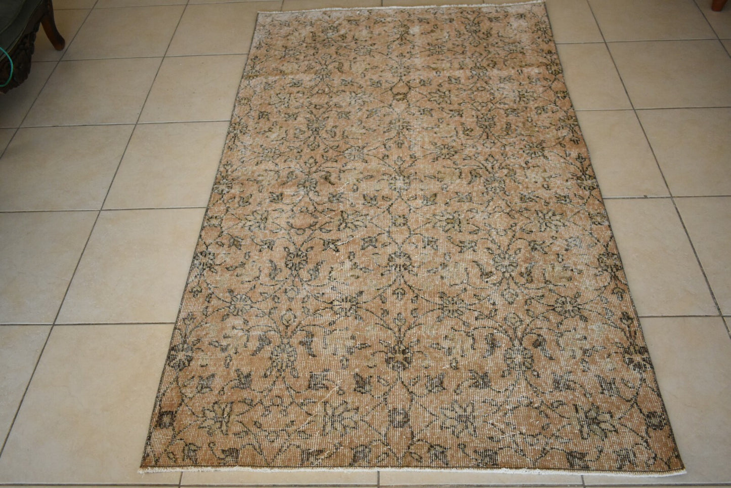 Vintage Oushak Rug 6.4x3.7 ft Turkish Floor Rug Faded Area Rug Oriental Rug U02