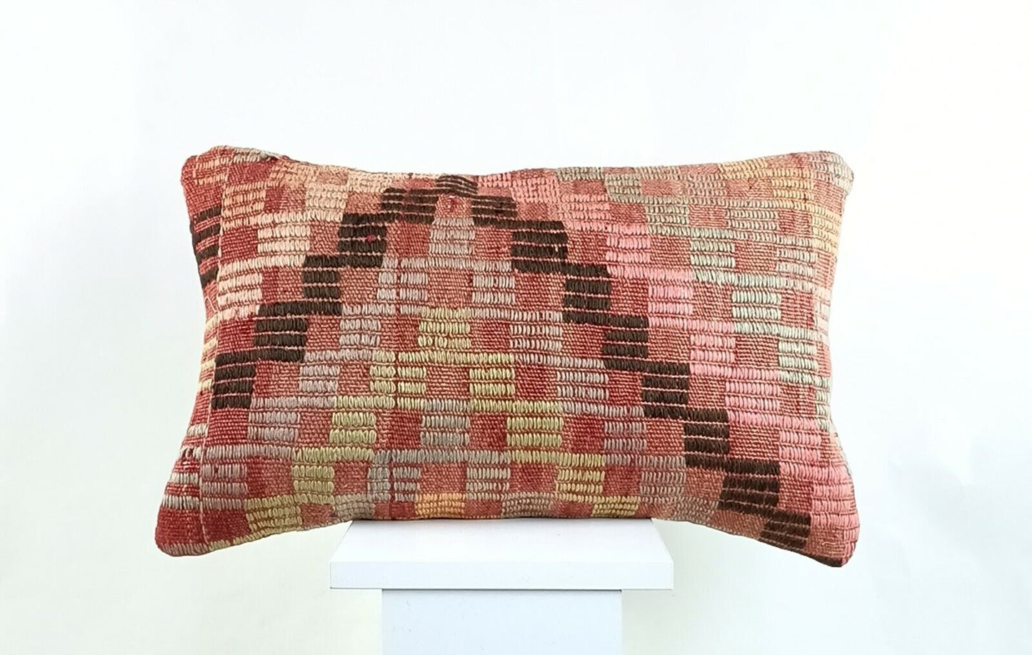 Kilim Pillow Cover 12x20 Turkish Handmade Sofa Couch Floor Lumbar Cushion A1269