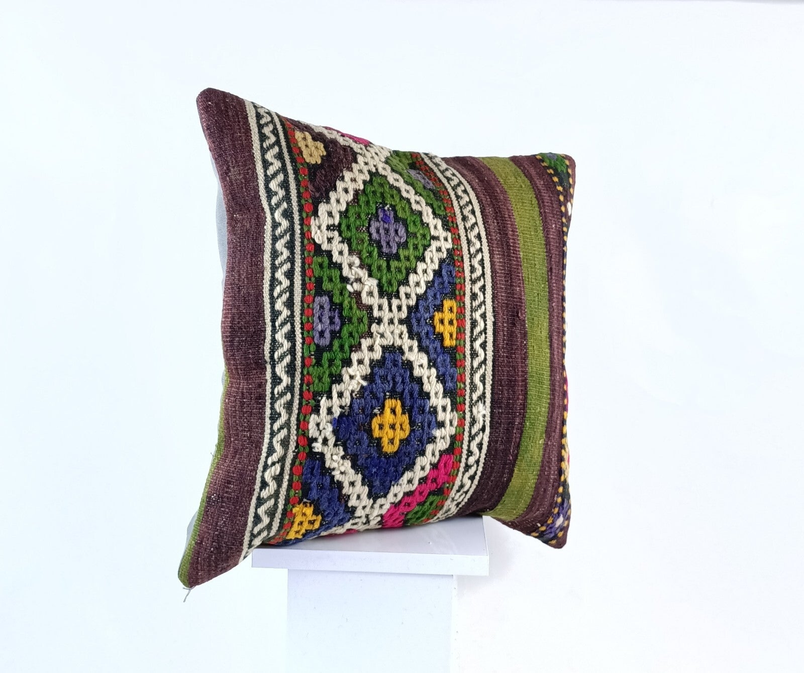 18"x18" Kilim Pillow Cover  Handmade Turkish Vintage Cushion Tribal Lumbar 1837
