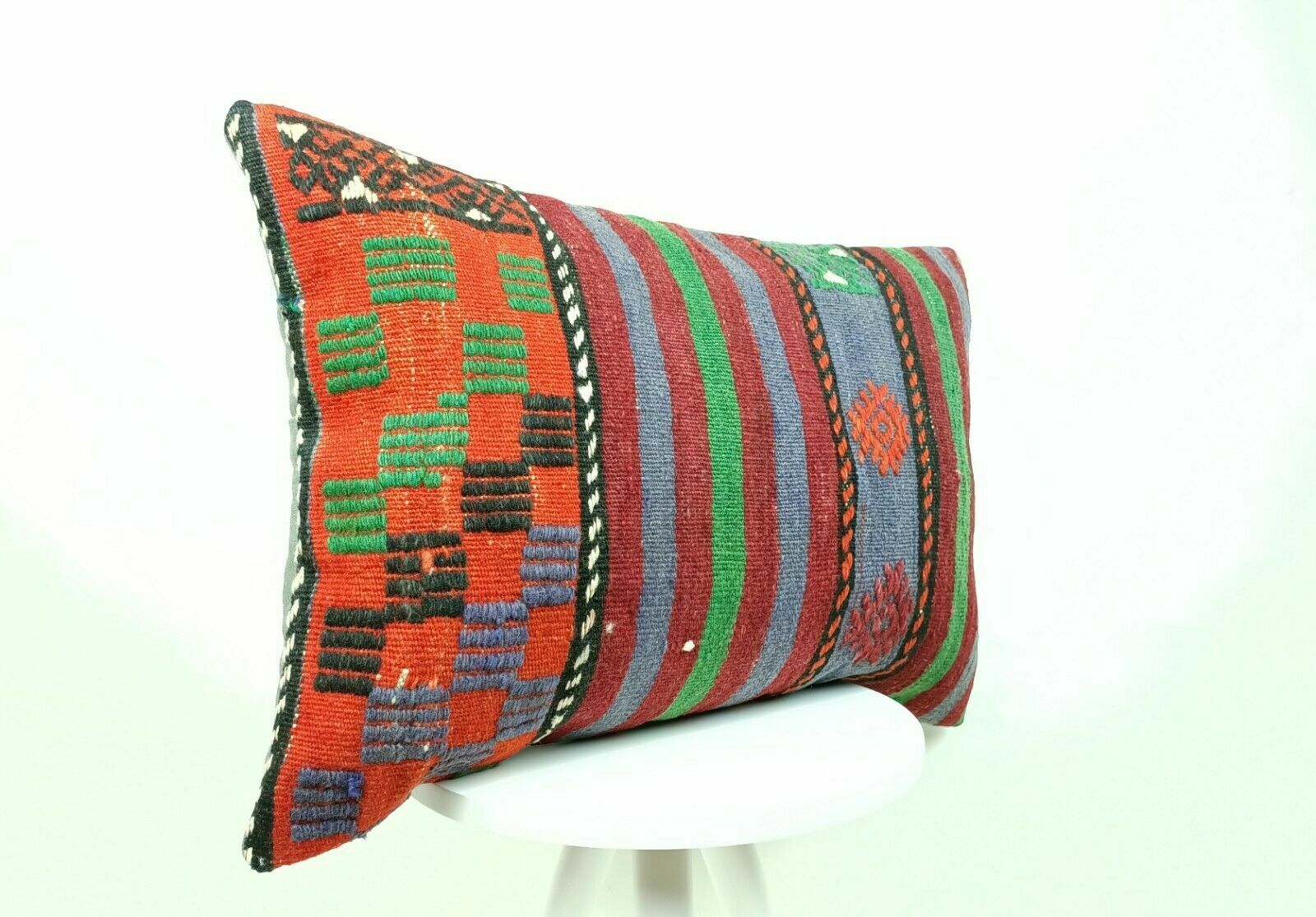 Kilim Pillow Cover 16x24 Handmade Home Decorative Sofa Wool Lumbar Cushion E448