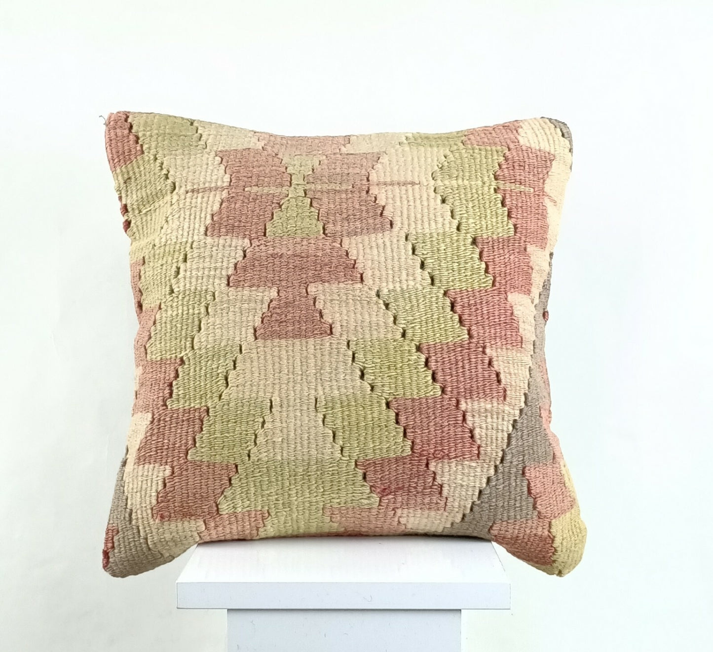 14x14 Kilim Cushion Cover Turkish Ottoman Boho Rustic Throw Pillow Case A1298