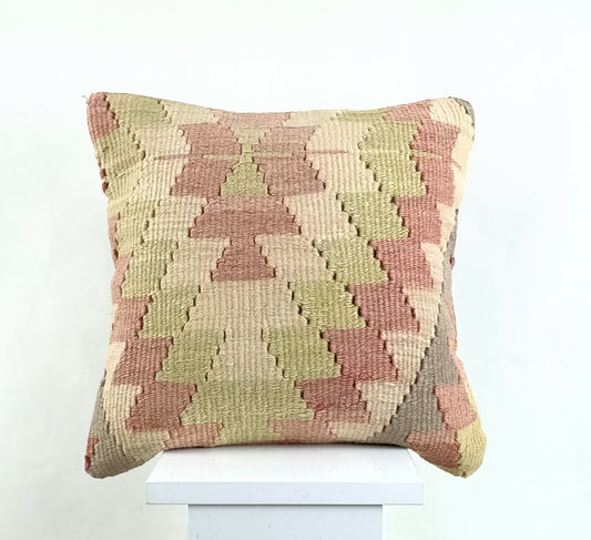 14x14 Kilim Cushion Cover Turkish Ottoman Boho Rustic Throw Pillow Case A1298