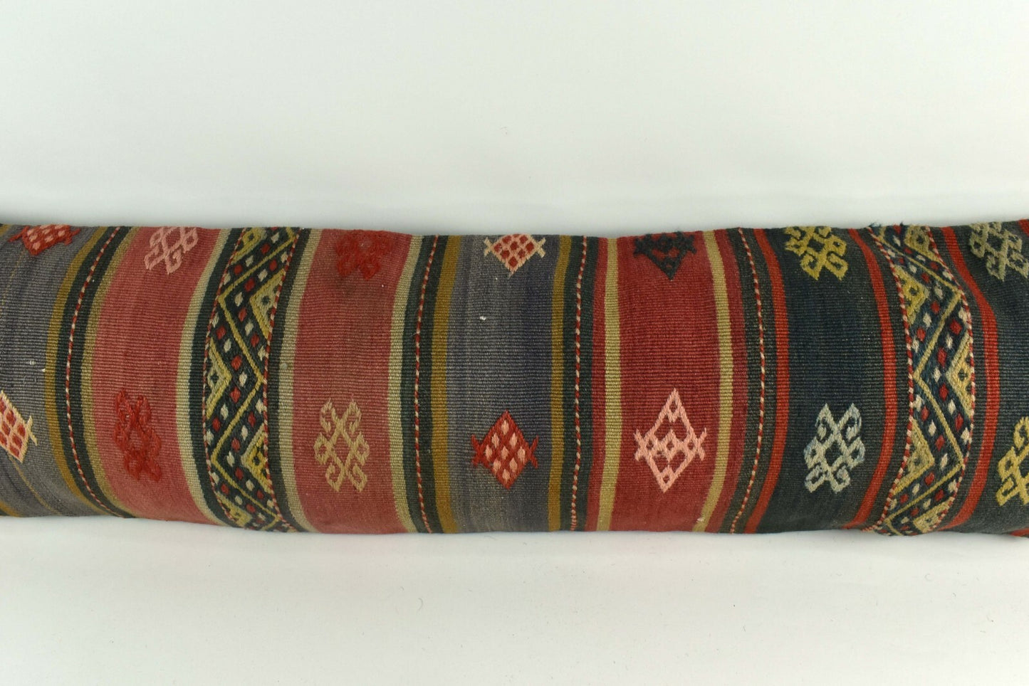 Handmade Kilim Pillow Cover 12x48 Turkish Vintage Lumbar Pillow Cover  A2441