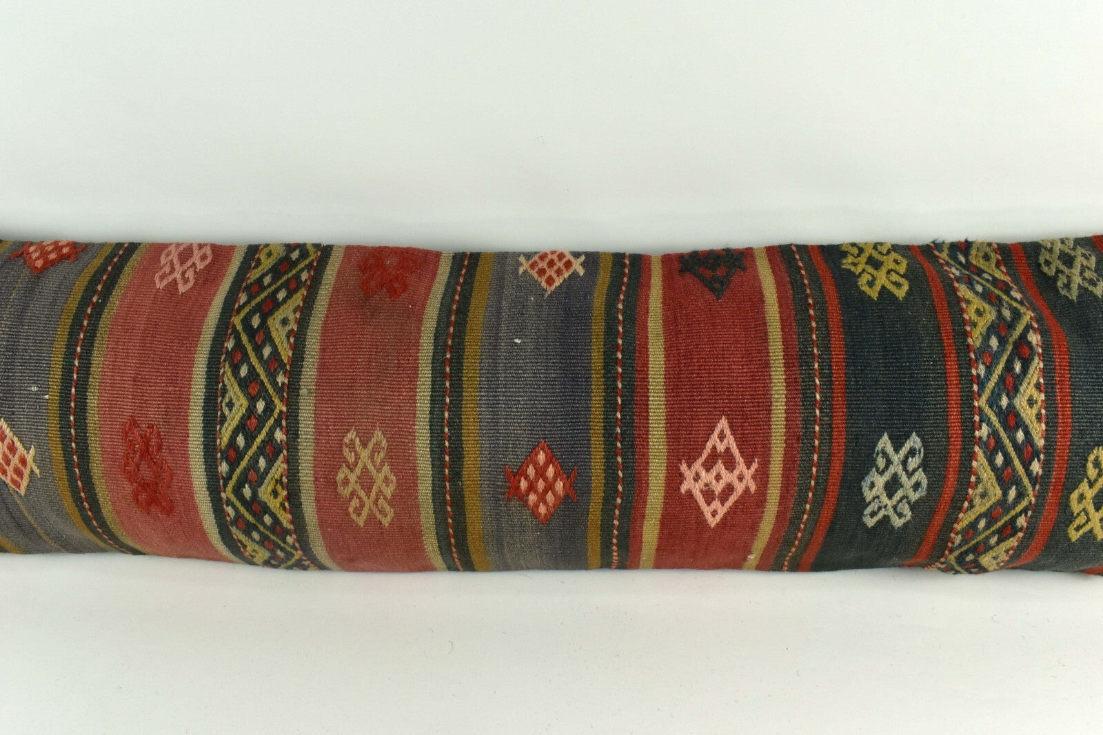 Handmade Kilim Pillow Cover 12x48 Turkish Vintage Lumbar Pillow Cover  A2441