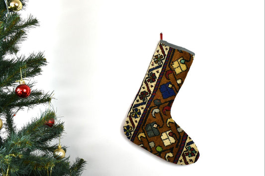 Kilim Christmas Stocking Vintage Rug Stocking Ethnic Decorative Xmas Socks S695
