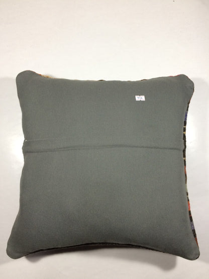 18"x18" Kilim Pillow Cover  Handmade Turkish Vintage Cushion Tribal Lumbar 721