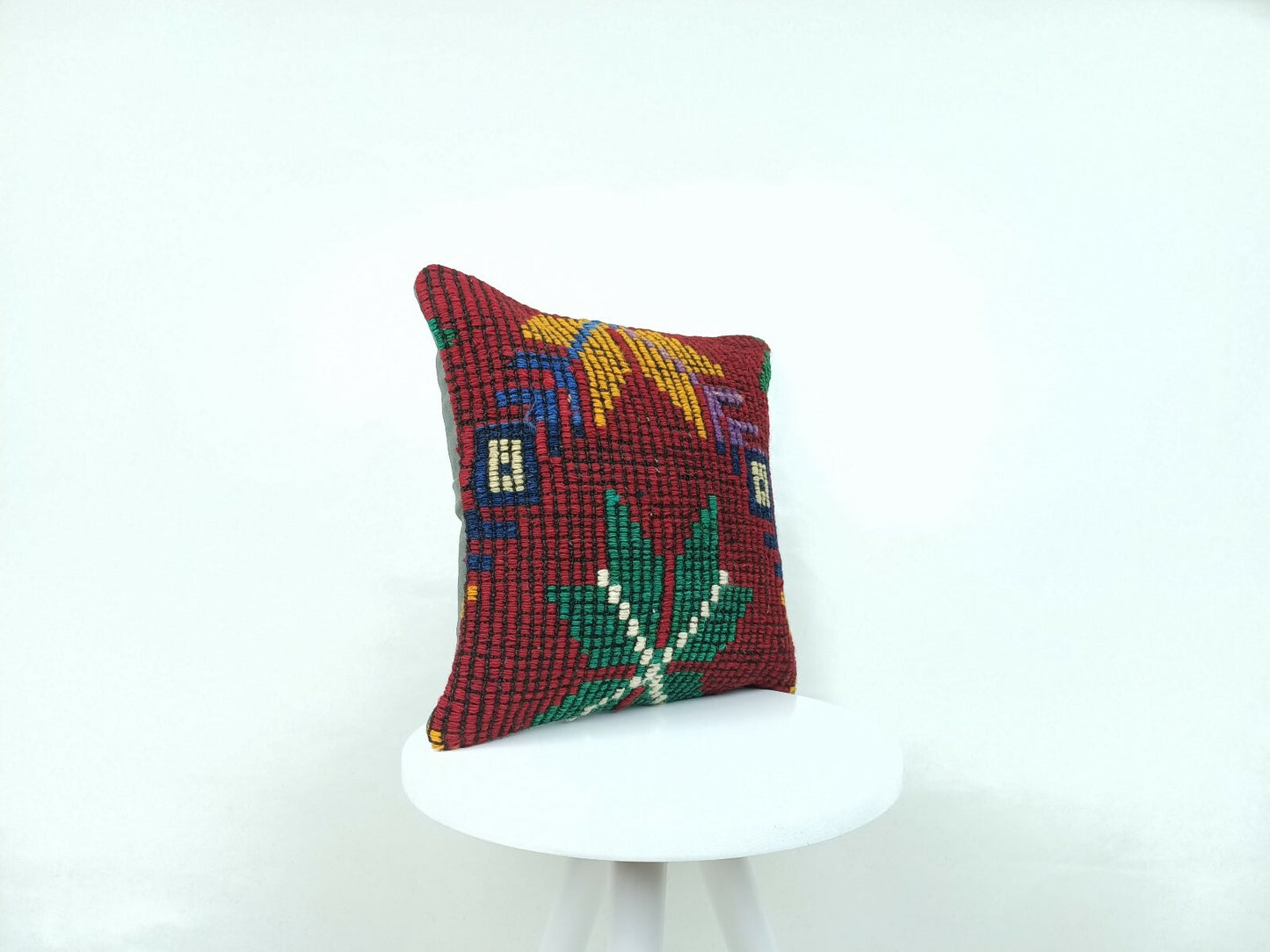 14x14 Kilim Cushion Cover Turkish Ottoman Boho Rustic Throw Pillow Case  A346