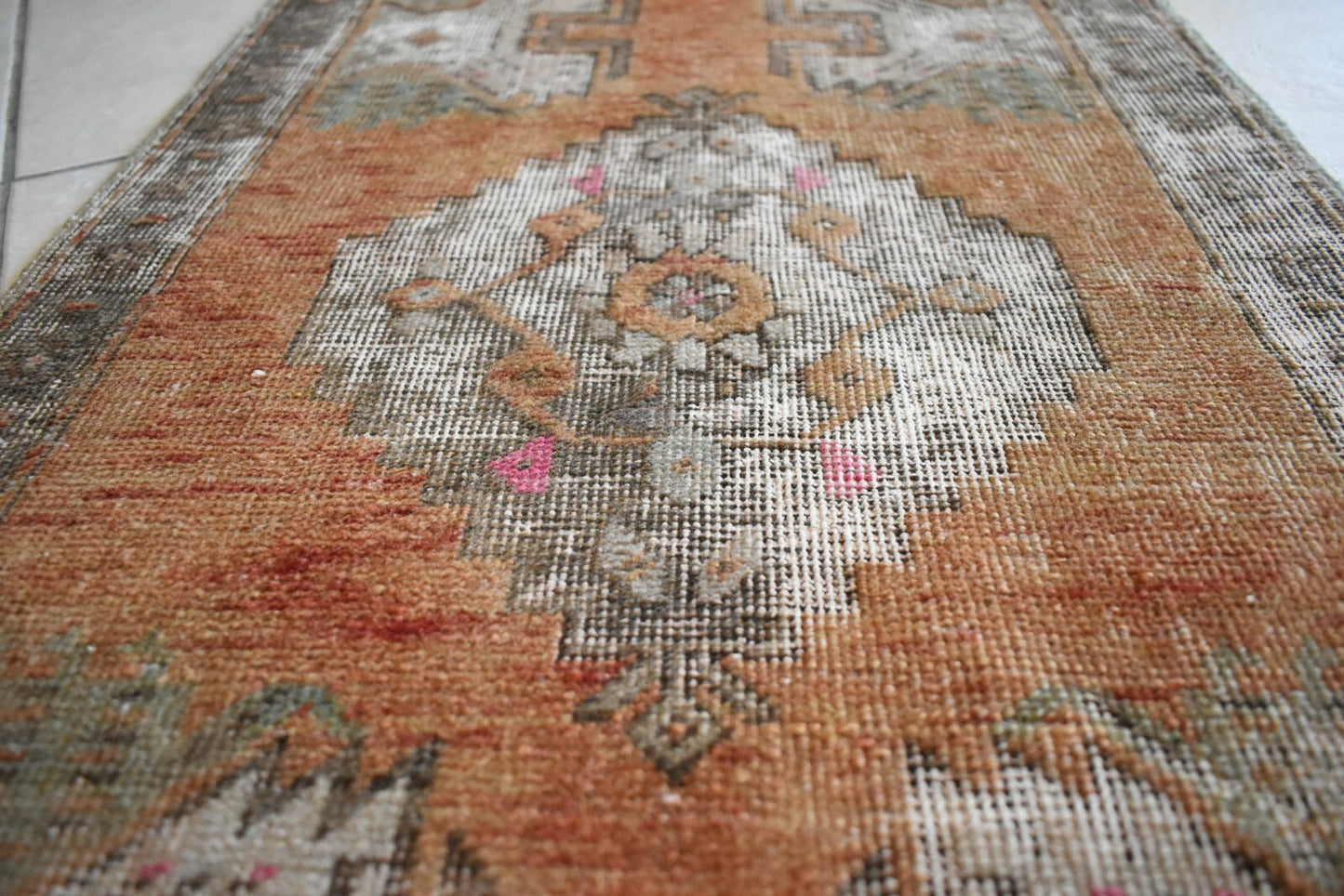 Turkish Runner 2.7x1.5 ft Runner Vintage Oushak Runner Small Faded Runner Y14